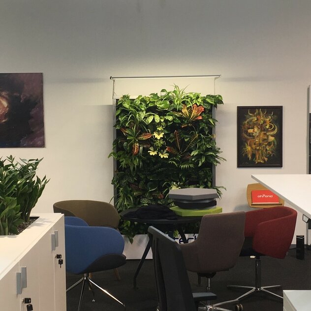 Ahrend Praha - přírodní design interiéru s živým paravánem